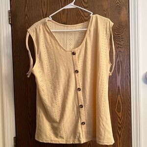 Yellow Buttoned Blouse with Cut Out Design